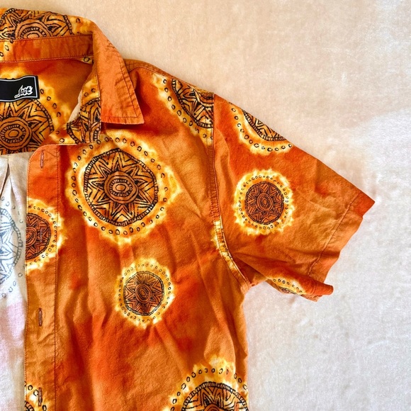 Y2K Orange Lost Tie-Dye Sun Button-Up Shirt - Picture 5 of 6